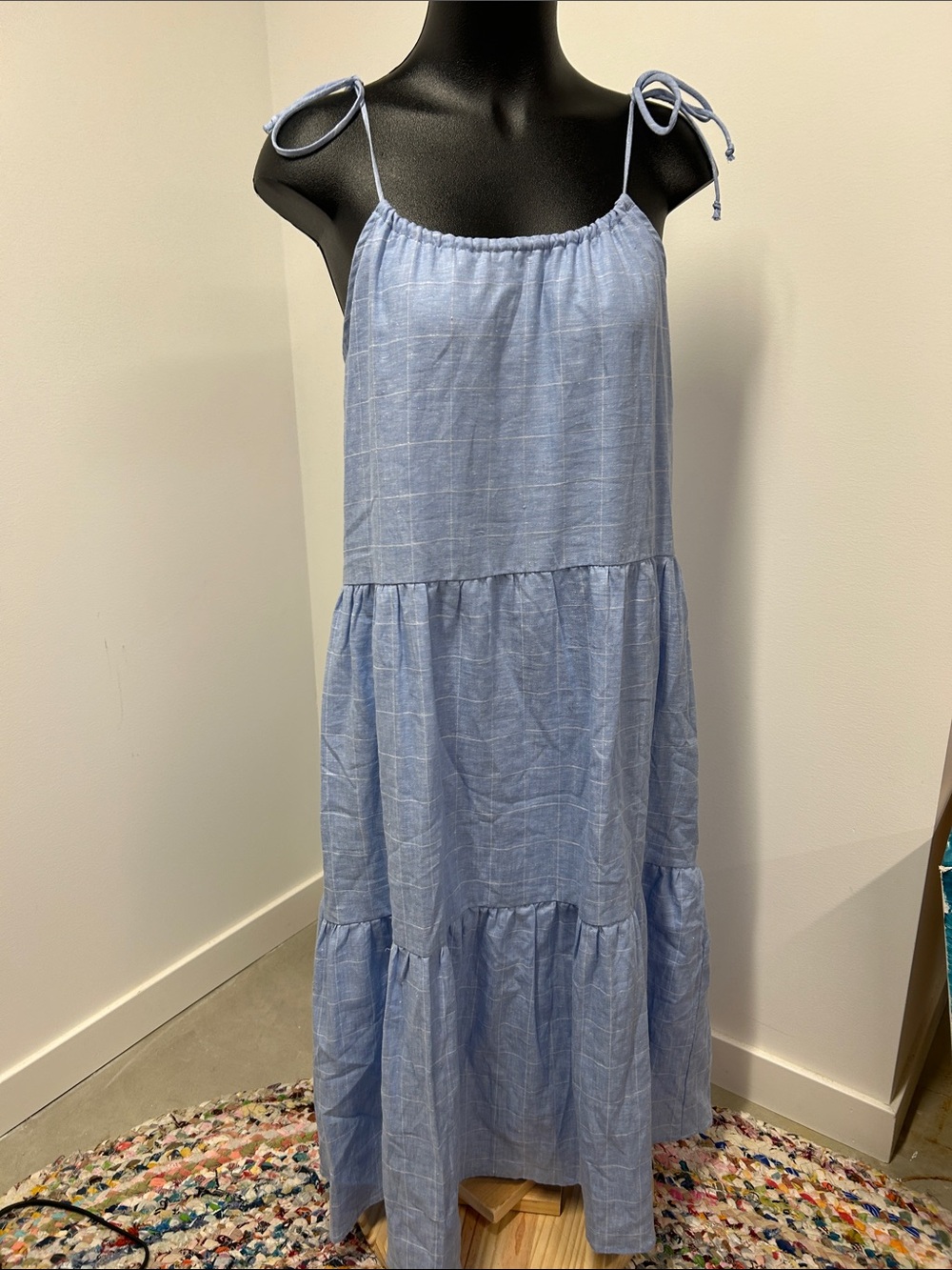 Gibsonlook Light Blue Tie-Strap Tiered Maxi Dress